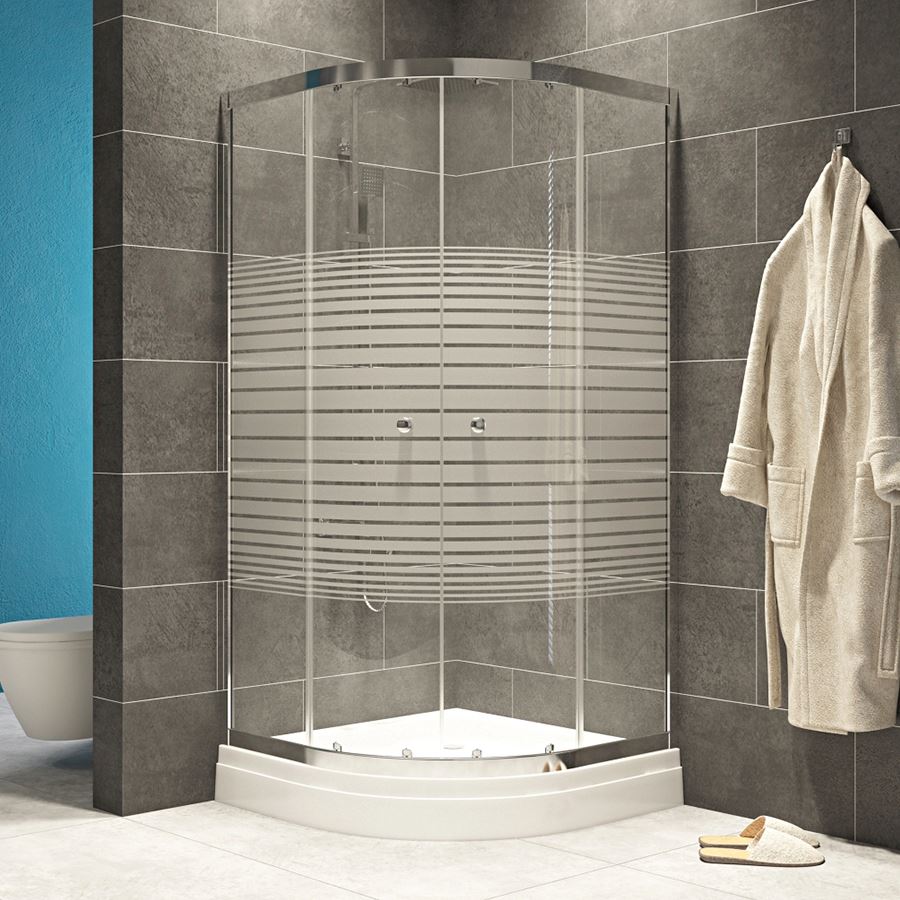 DKK090107 Durul Oval Zolaqlı Duş Kabin 90×90